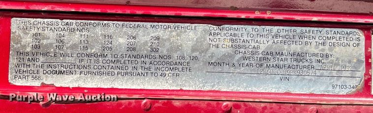 image for item DW7344 1993 Western Star 4900 crane grapple truck 