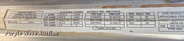 image for item EA7860 2011 Peterbilt 365 semi truck