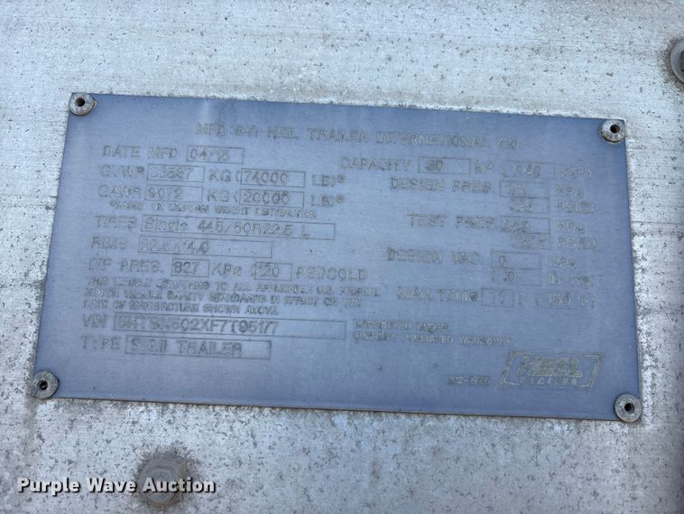 image for item EA7863 2015 Heil Trailer International pneumatic dry bulk trailer