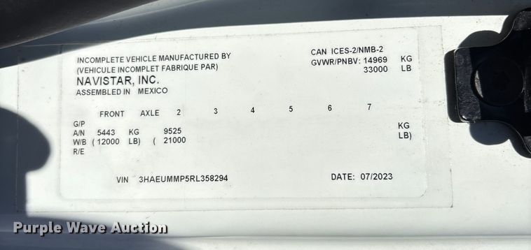 image for item EC3917 2024 International MV607 truck cab and chassis