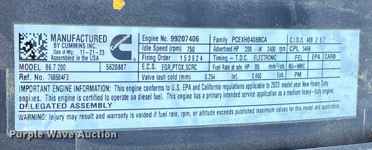 image for item EC3919 2024 International MV607 truck cab and chassis