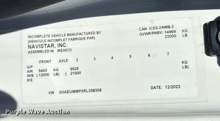 image for item EC3919 2024 International MV607 truck cab and chassis