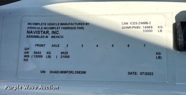 image for item EC3920 2024 International MV607 truck cab and chassis