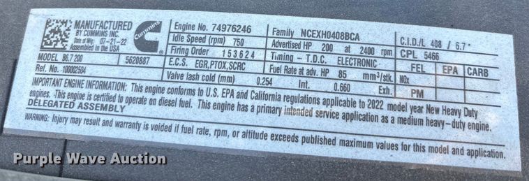 image for item EC3922 2023 International MV607 truck cab and chassis