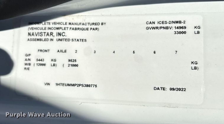 image for item EC3922 2023 International MV607 truck cab and chassis