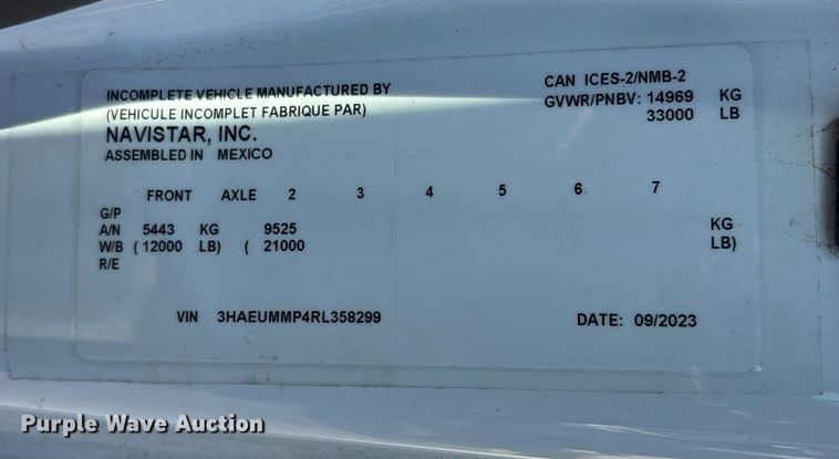 image for item EC3923 2024 International MV607 truck cab and chassis