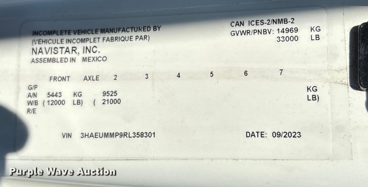 image for item EC3926 2024 International MV607 truck cab and chassis