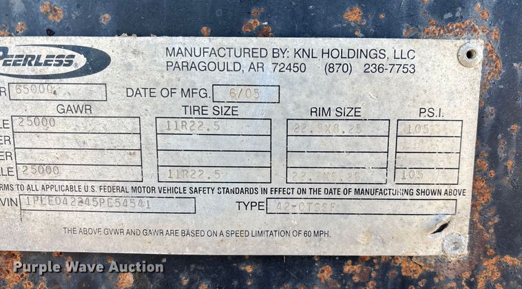 image for item ED2437 2005 Peerless 42-CTSSF walking floor trailer