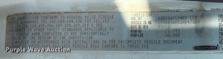 image for item ED5029 2003 Freightliner FL70 semi truck