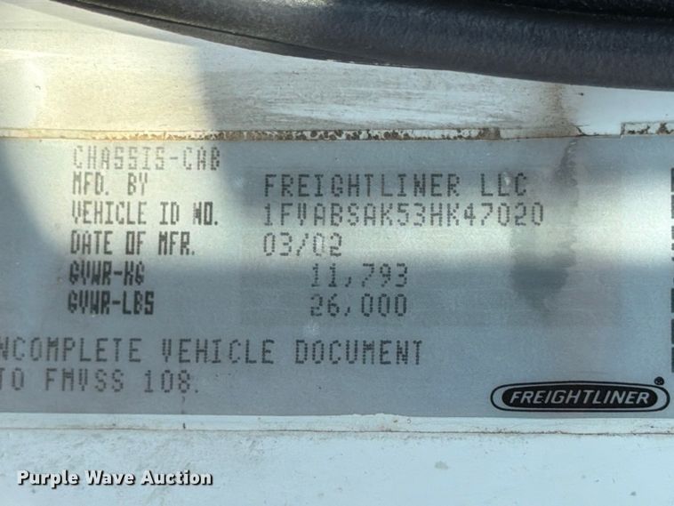 image for item ED5029 2003 Freightliner FL70 semi truck