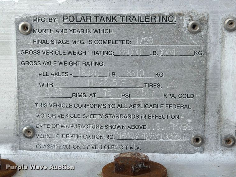 image for item ED5030 1999 Polar vacuum trailer
