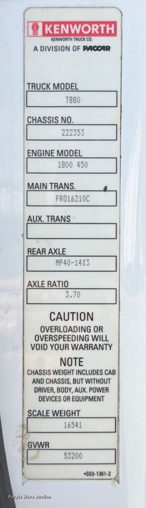 image for item ED5068 2018 Kenworth T880 semi truck