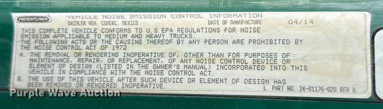 image for item EE3409 2015 Freightliner Coronado 122 semi truck