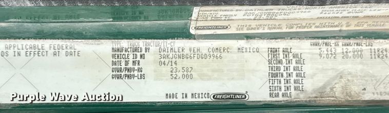 image for item EE3409 2015 Freightliner Coronado 122 semi truck