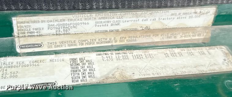 image for item EE3409 2015 Freightliner Coronado 122 semi truck