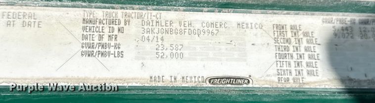 image for item EE3410 2015 Freightliner Coronado 122 semi truck