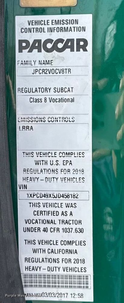 image for item EE3411 2018 Peterbilt 567 semi truck