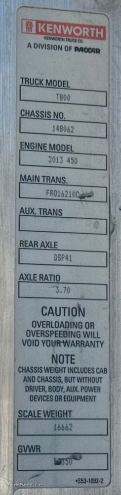 image for item EE3412 2017 Kenworth T800 semi truck