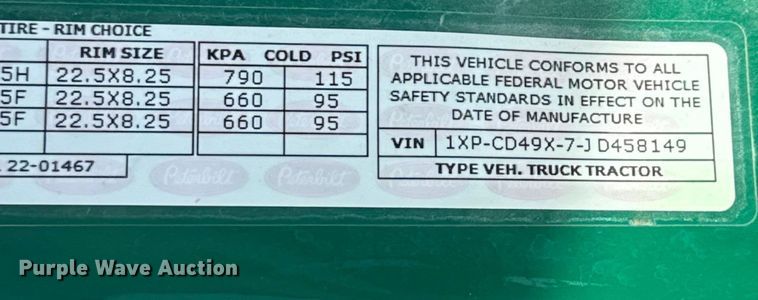 image for item EE3413 2018 Peterbilt 567 semi truck