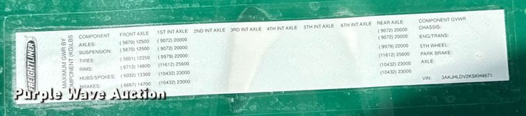 image for item EE3417 2019 Freightliner Cascadia 126 semi truck