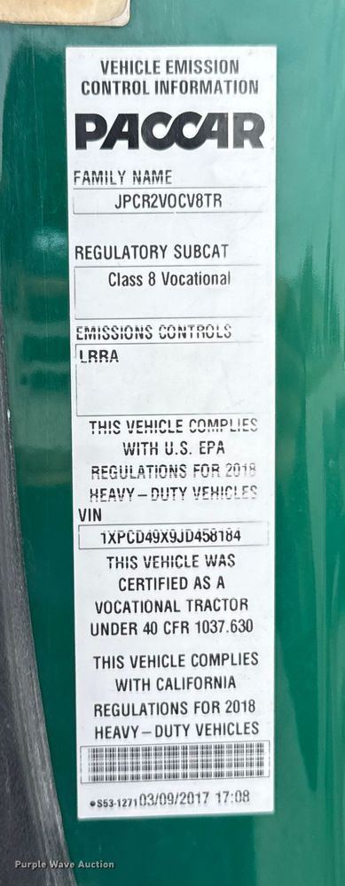 image for item EE3418 2018 Peterbilt 567 semi truck