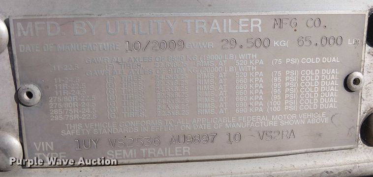 image for item EE5050 2010 Utility VS2RA refrigerated van trailer