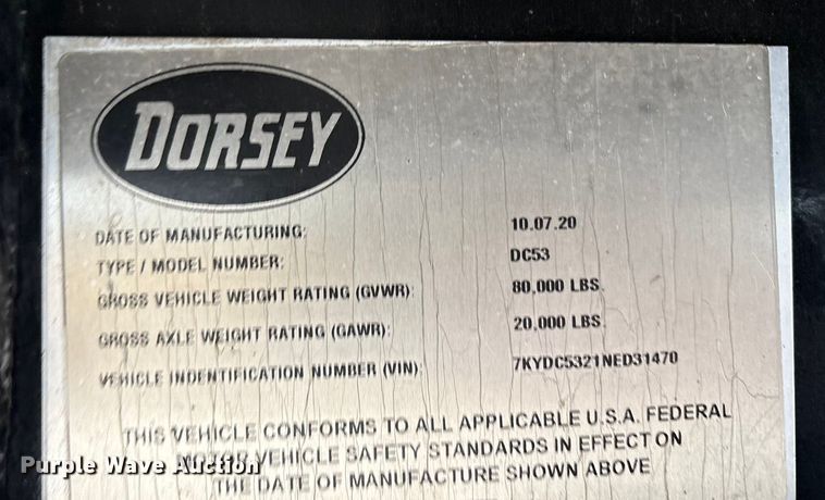 image for item EF6250 2022 Dorsey DC53 drop deck equipment trailer