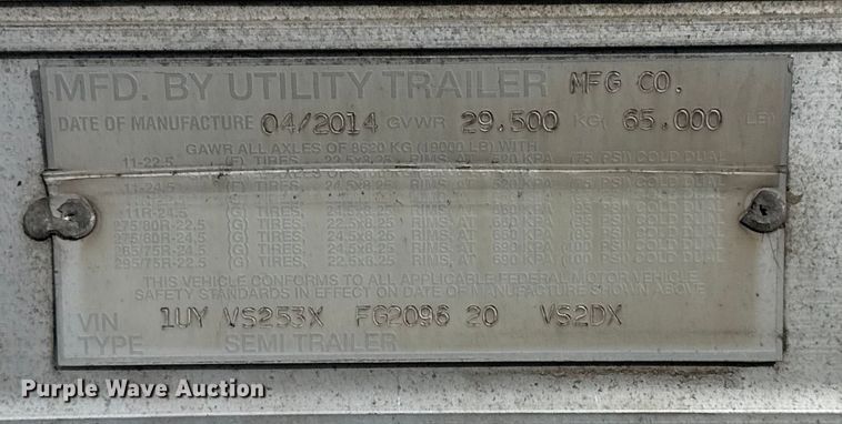 image for item EG1768 2015 Utility Trailer VS2DX dry van trailer