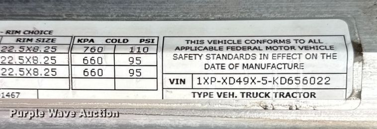 image for item EG1782 2019 Peterbilt 389 semi truck