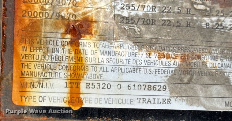 image for item EN0769 2006 Transcraft drop deck equipment trailer