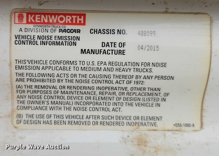 image for item EO4876 2016 Kenworth T880 semi truck