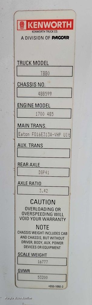 image for item EO4876 2016 Kenworth T880 semi truck