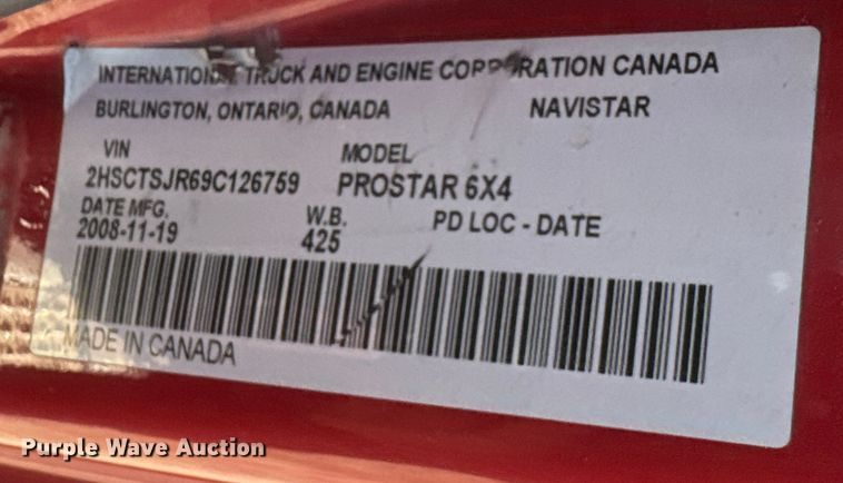 image for item ET4038 2009 International Prostar  semi truck