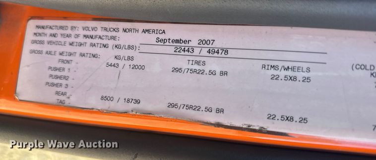 image for item ET4039 2008 Volvo Truck VNM semi truck