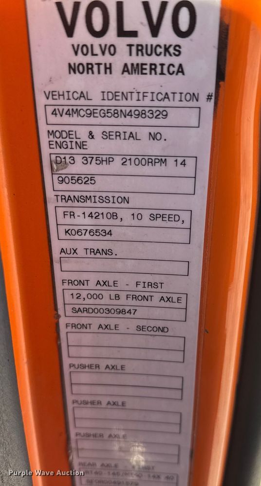 image for item ET4039 2008 Volvo Truck VNM semi truck