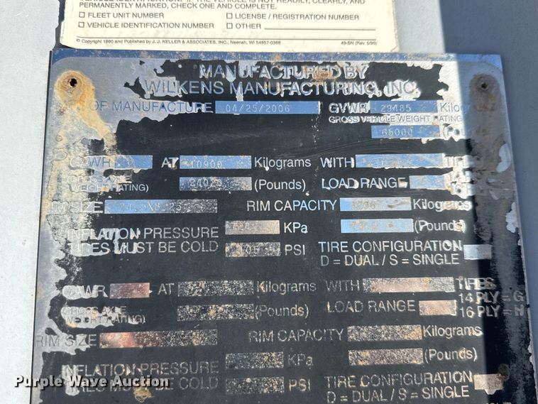 image for item ET4044 2006 Wilkens 45115SCG0TW walking floor trailer