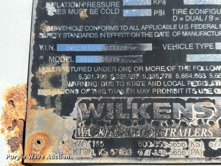 image for item ET4044 2006 Wilkens 45115SCG0TW walking floor trailer