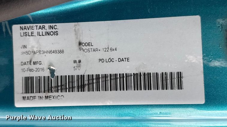 image for item ET4058 2017 International ProStar Plus semi truck