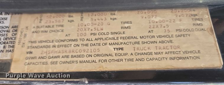 image for item ET5252 1994 International 9400 semi truck