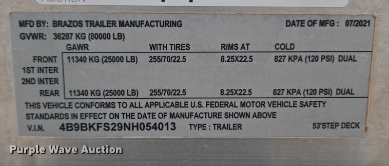 image for item ET5279 2022 Brazos drop deck trailer