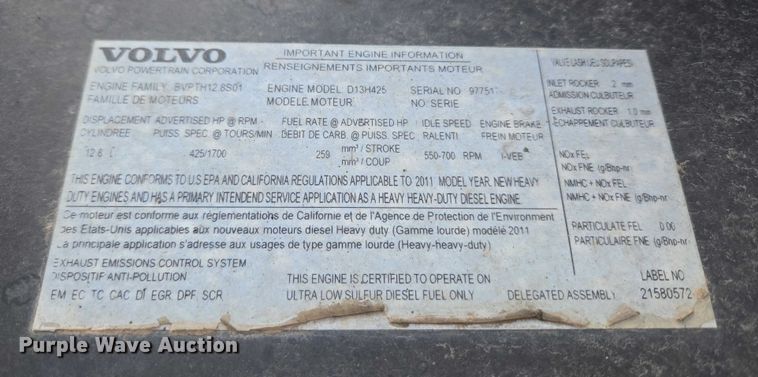 image for item ET5355 2012 Volvo Truck VNL semi truck