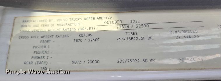 image for item ET5355 2012 Volvo Truck VNL semi truck