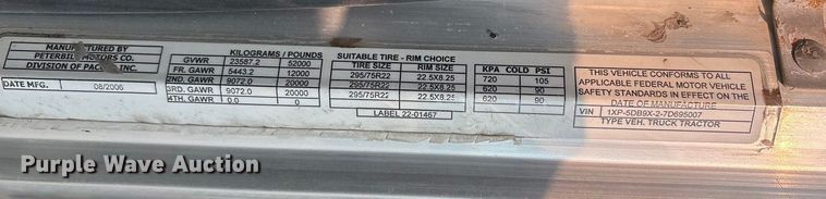 image for item ET5407 2007 Peterbilt 379 semi truck