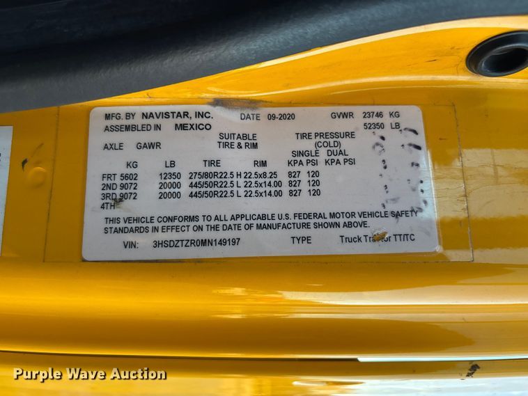 image for item EU2209 2021 International LT625 semi truck