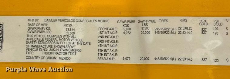 image for item EU5194 2021 Freightliner Cascadia 126 semi truck