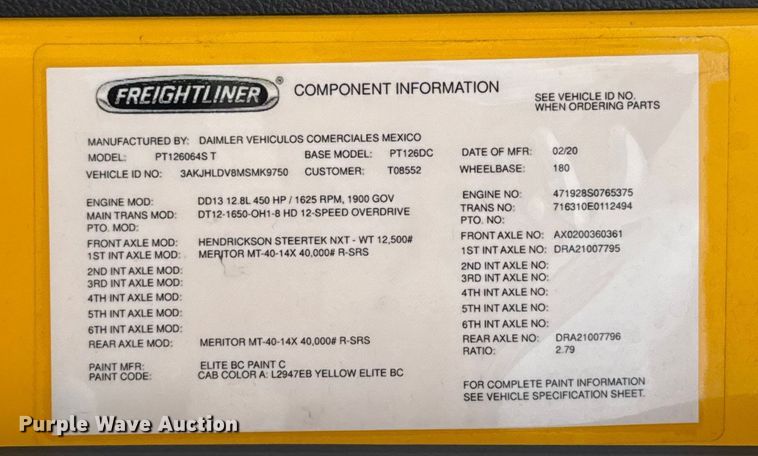 image for item EU5194 2021 Freightliner Cascadia 126 semi truck