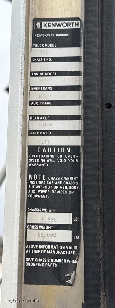 image for item EU5458 1990 Kenworth T800 semi truck