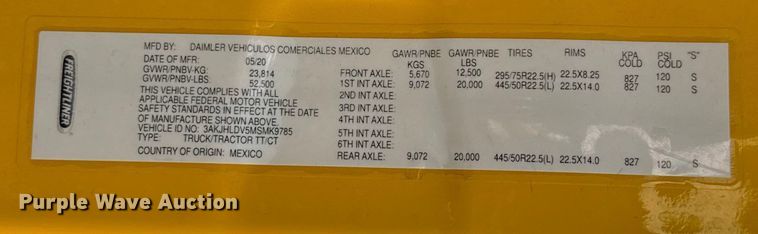 image for item EU5471 2021 Freightliner Cascadia 126 semi truck