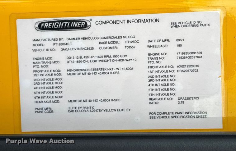 image for item EU5472 2022 Freightliner Cascadia 126 semi truck