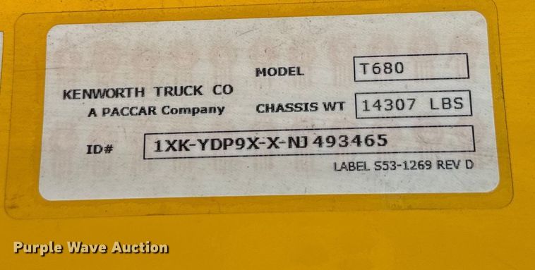 image for item EU5474 2022 Kenworth T680 semi truck